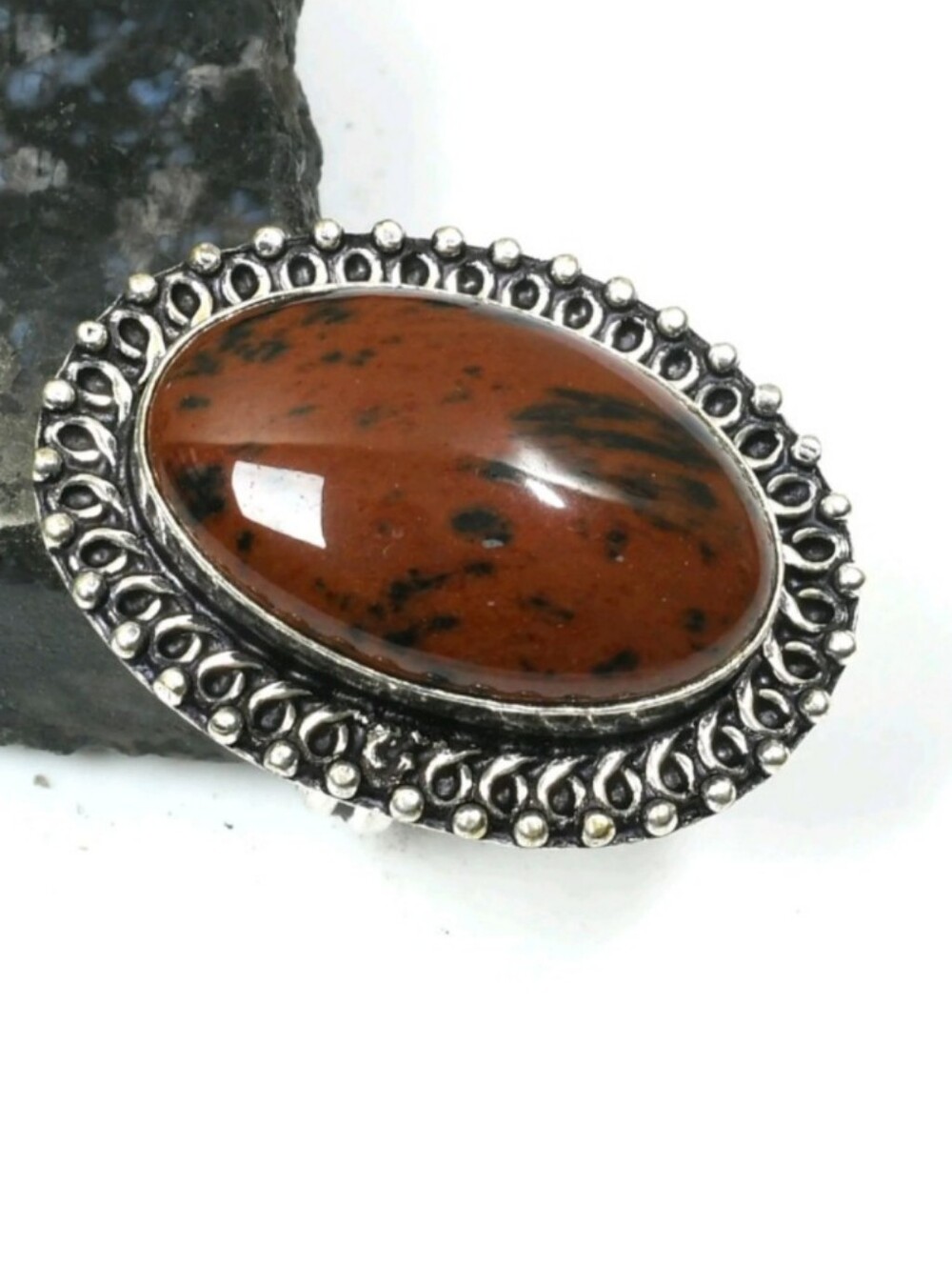 Mahogany Obsidian Gemstone Jewelry 925 Sterling Silver Handmade Ring